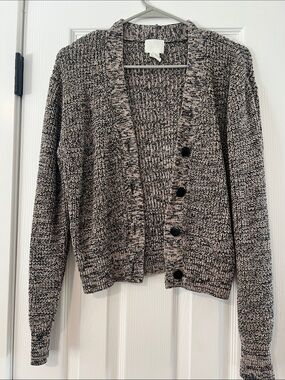 H&M Chunky Black and Cream Button-Front Women's Sweater Cardigan